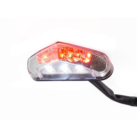 Universal Motorrad LED Rücklicht klar "Brisk2" mit Kennzeichenbeleuchtung E-geprüft