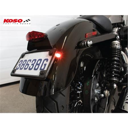 KOSO Universal Motorrad LED Blinker NANO mit Rück- und Bremsbeleuchtung schwarz matt E-geprüft Paar