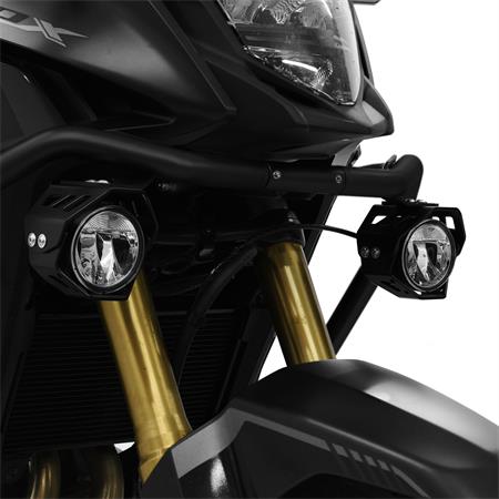 LED Zusatzscheinwerfer inkl. Halteset für Abblendlicht mit Gehäuse für kompatibel mit Honda CB 500 X (PC64) schwarz